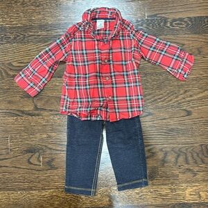 Carter’s Baby Boy Plaid Button Down Shirt & Pull on Jeggings Set, 9 months
